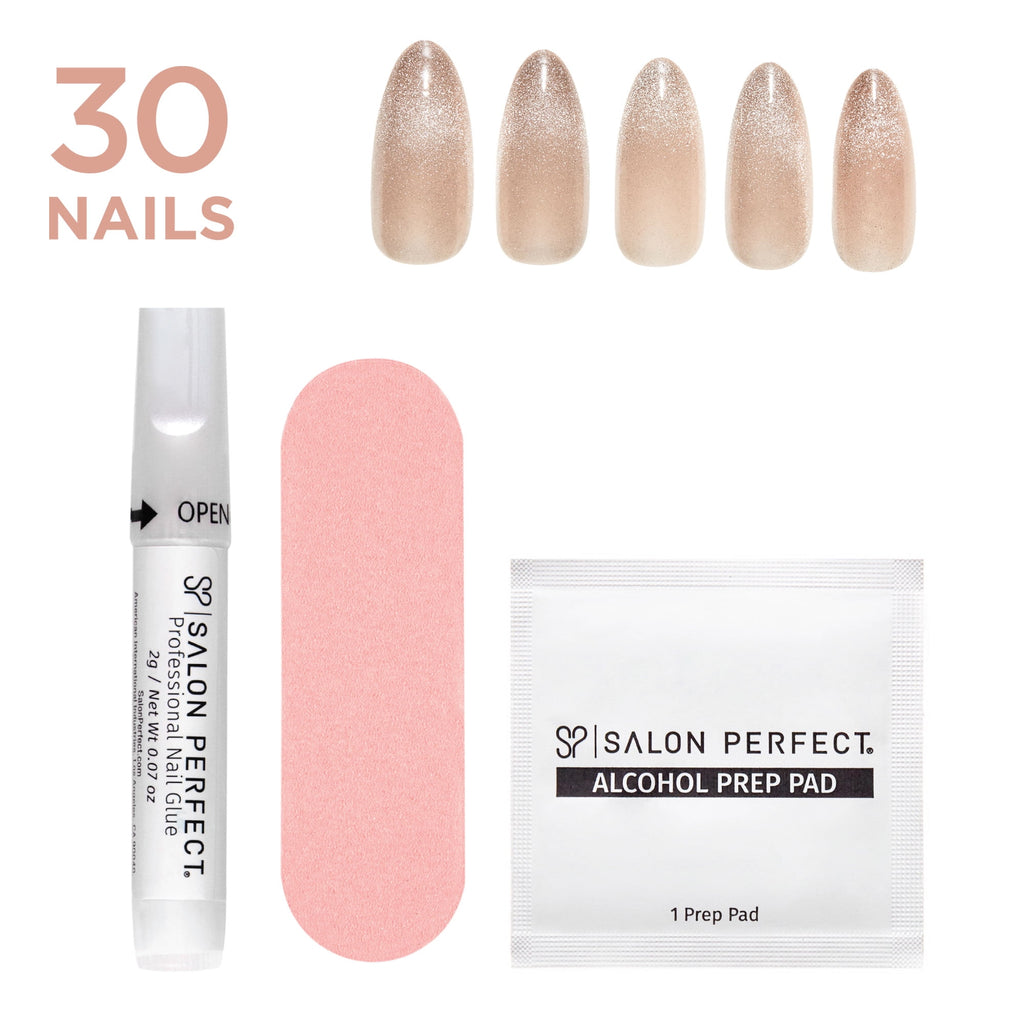 Salon Perfect Artificial Press on Nails, 121 Magnetic Silver