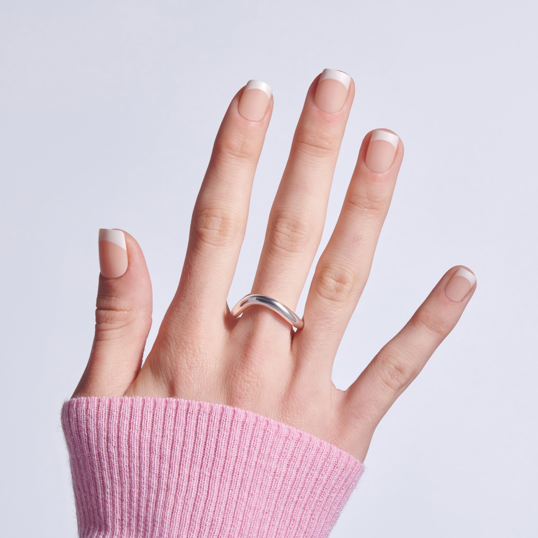 KISS Everlasting French Press on Nails, String Of Pearls, White, Real Short Squoval, 28 Count