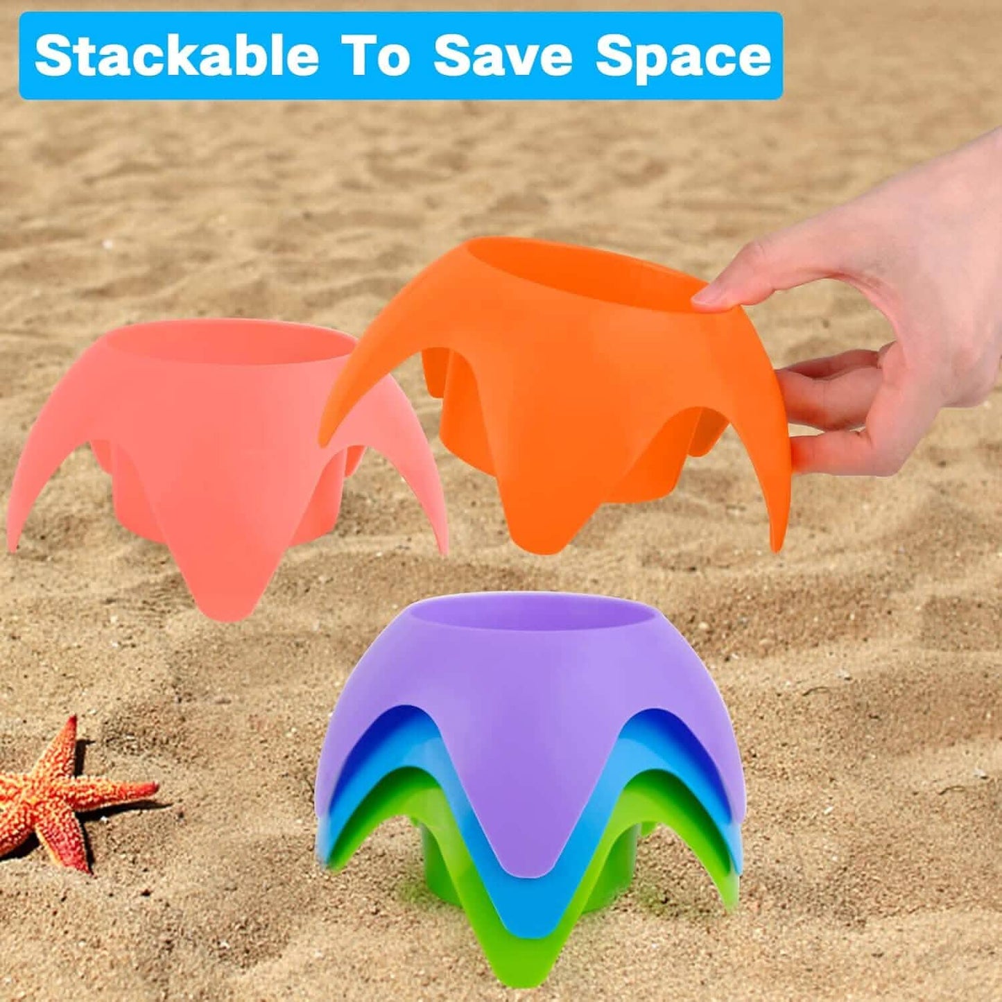 5-Piece: Seaside Plastic Beach Cup Holder