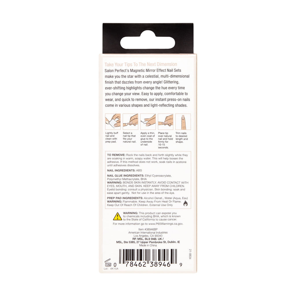 Salon Perfect Artificial Press on Nails, 121 Magnetic Silver