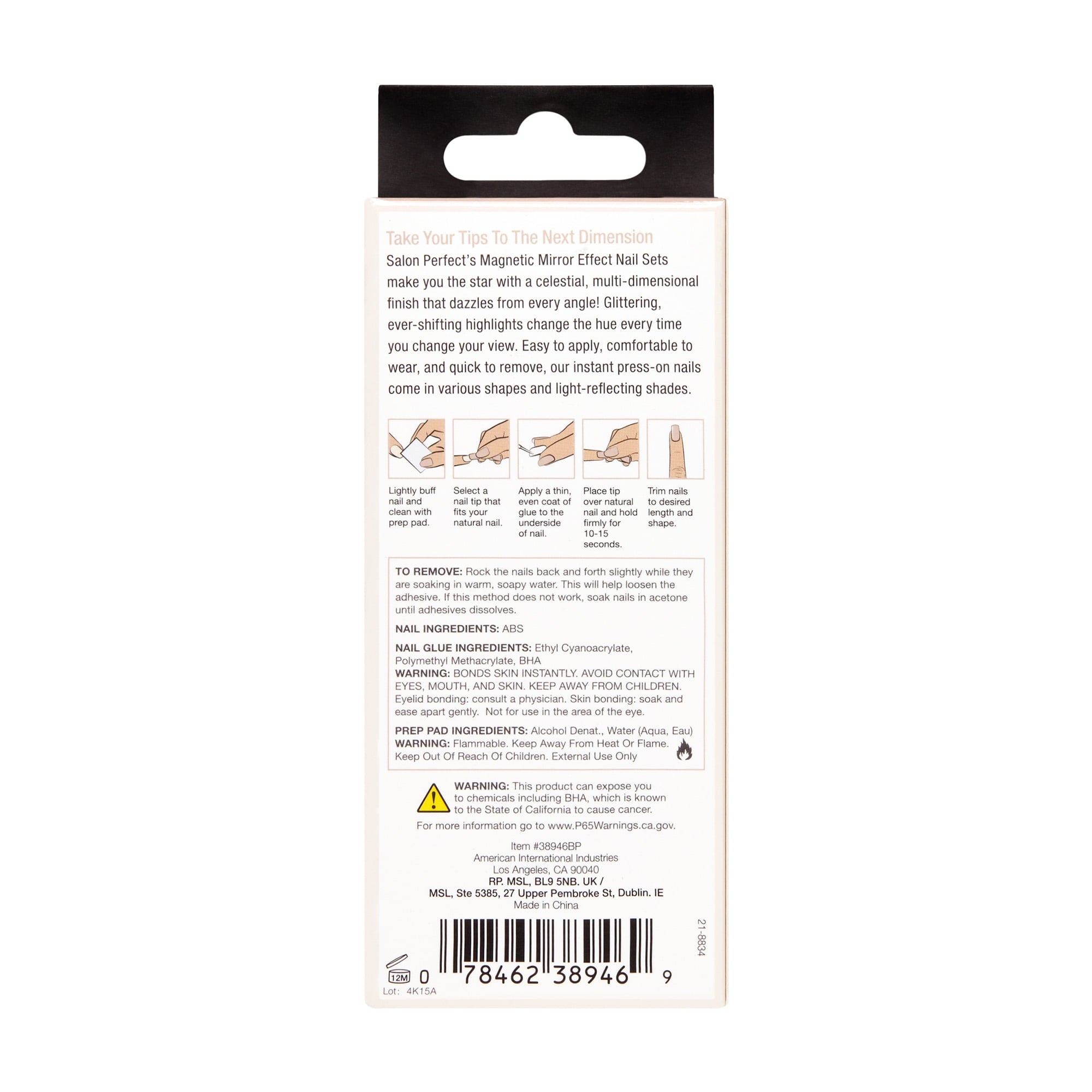 Salon Perfect Artificial Press on Nails, 121 Magnetic Silver