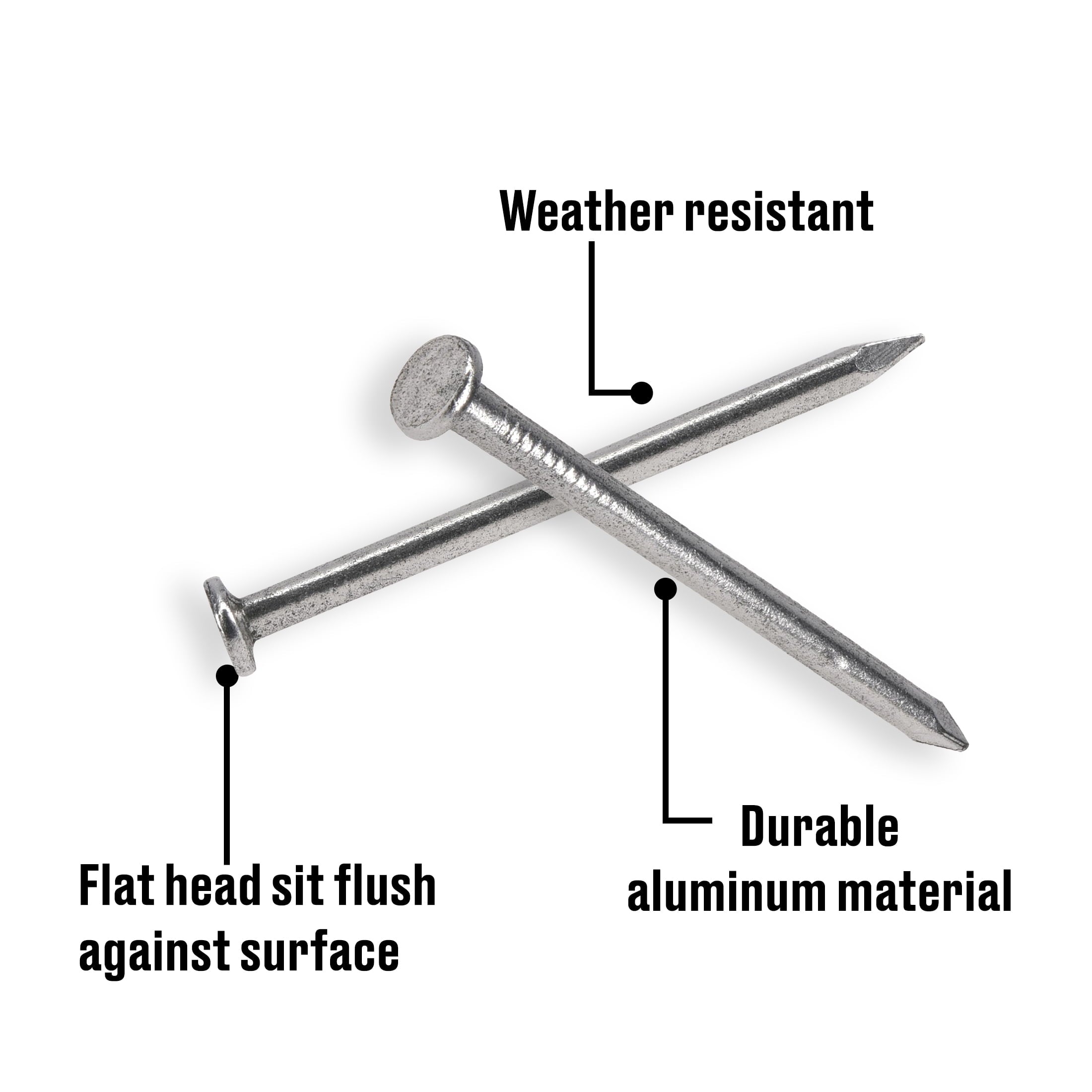 Fas-n-Tite Aluminum Common Nails, Silver, 1.5" Nails