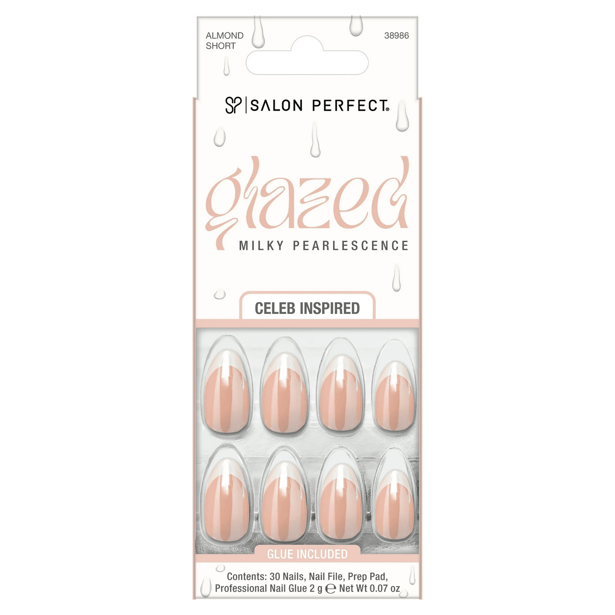 Salon Perfect Artificial Press on Nails, 250 Glazed French