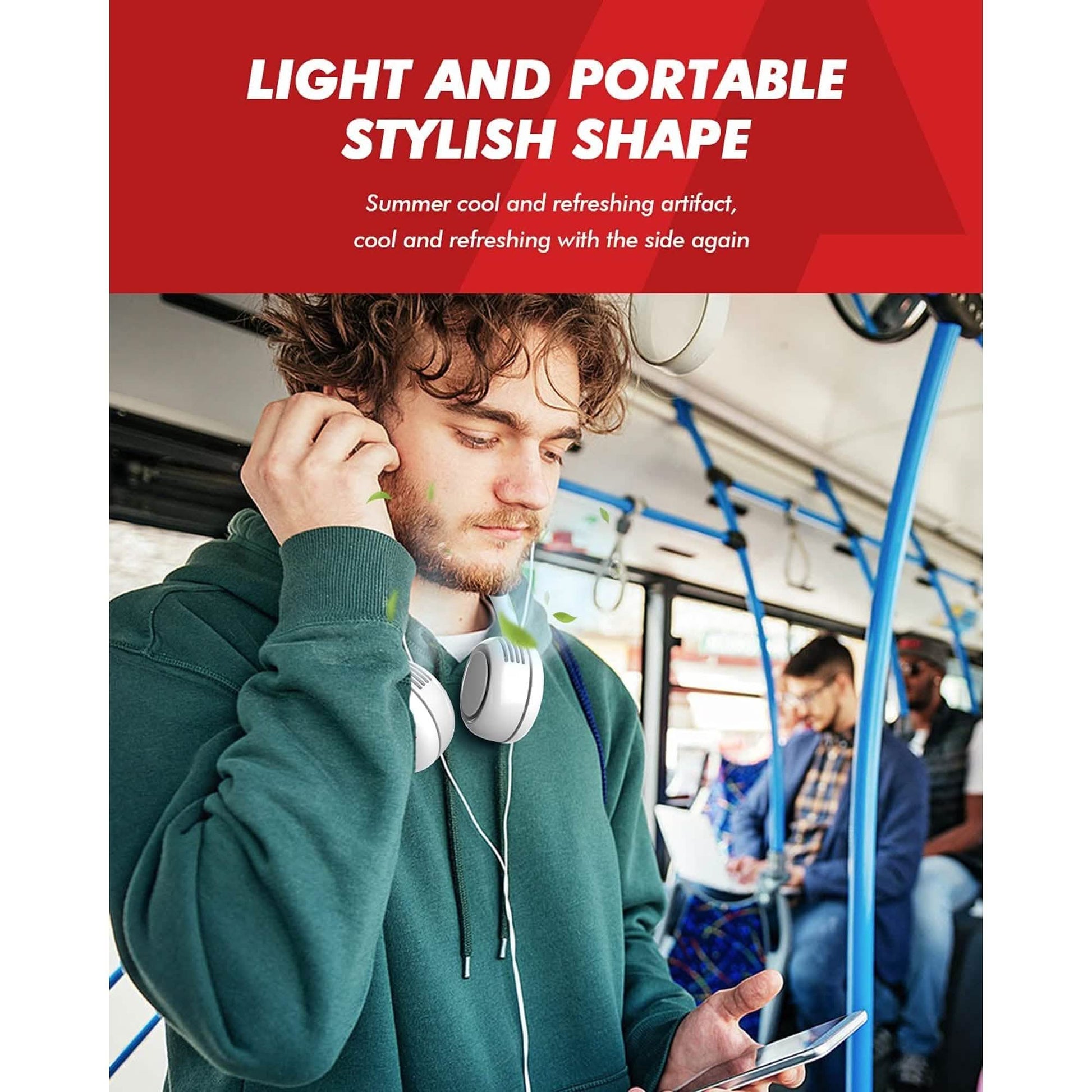 Ausget Portable Neck Fan, Bladeless Hands-Free Fan USB Rechargeable