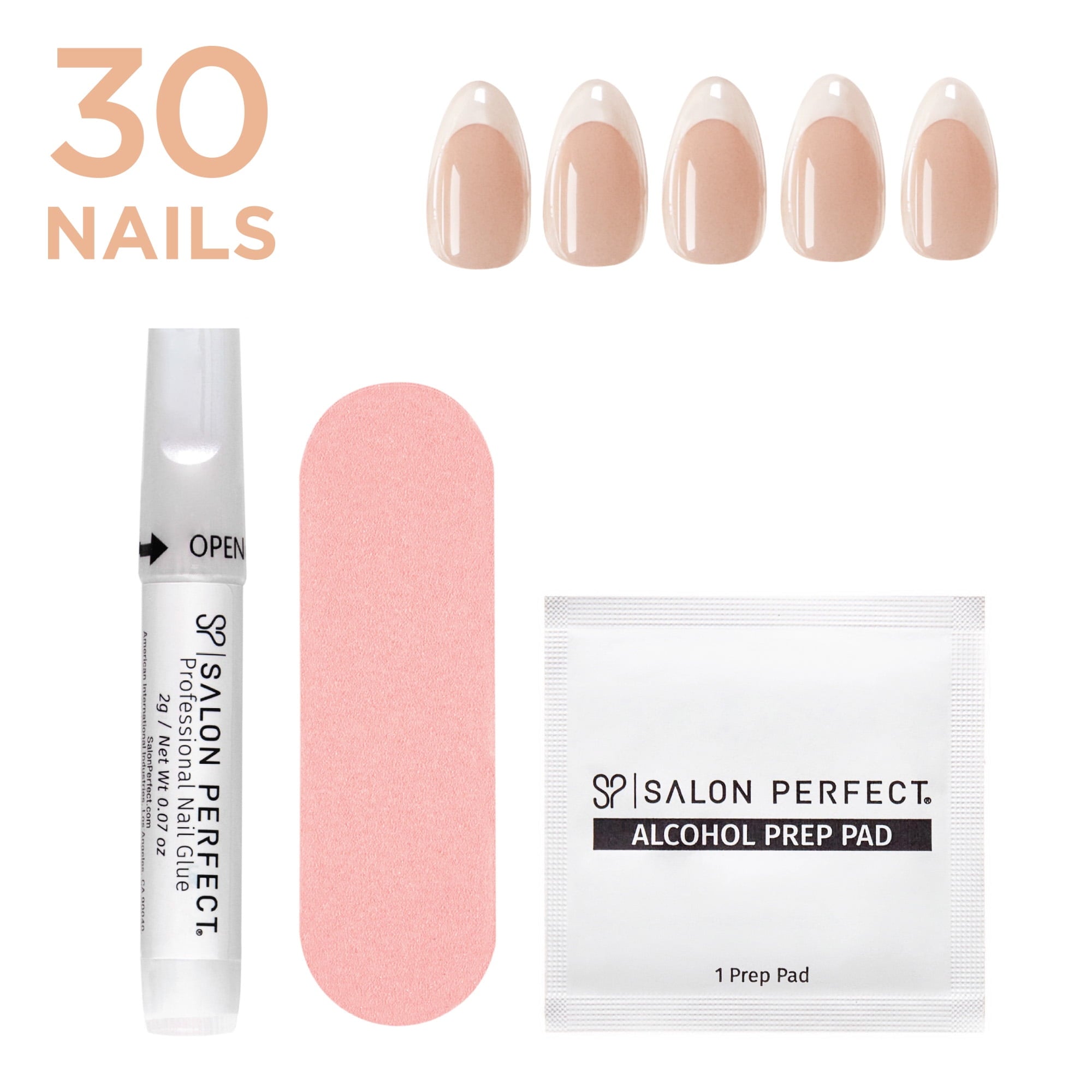 Salon Perfect Artificial Press on Nails, 250 Glazed French