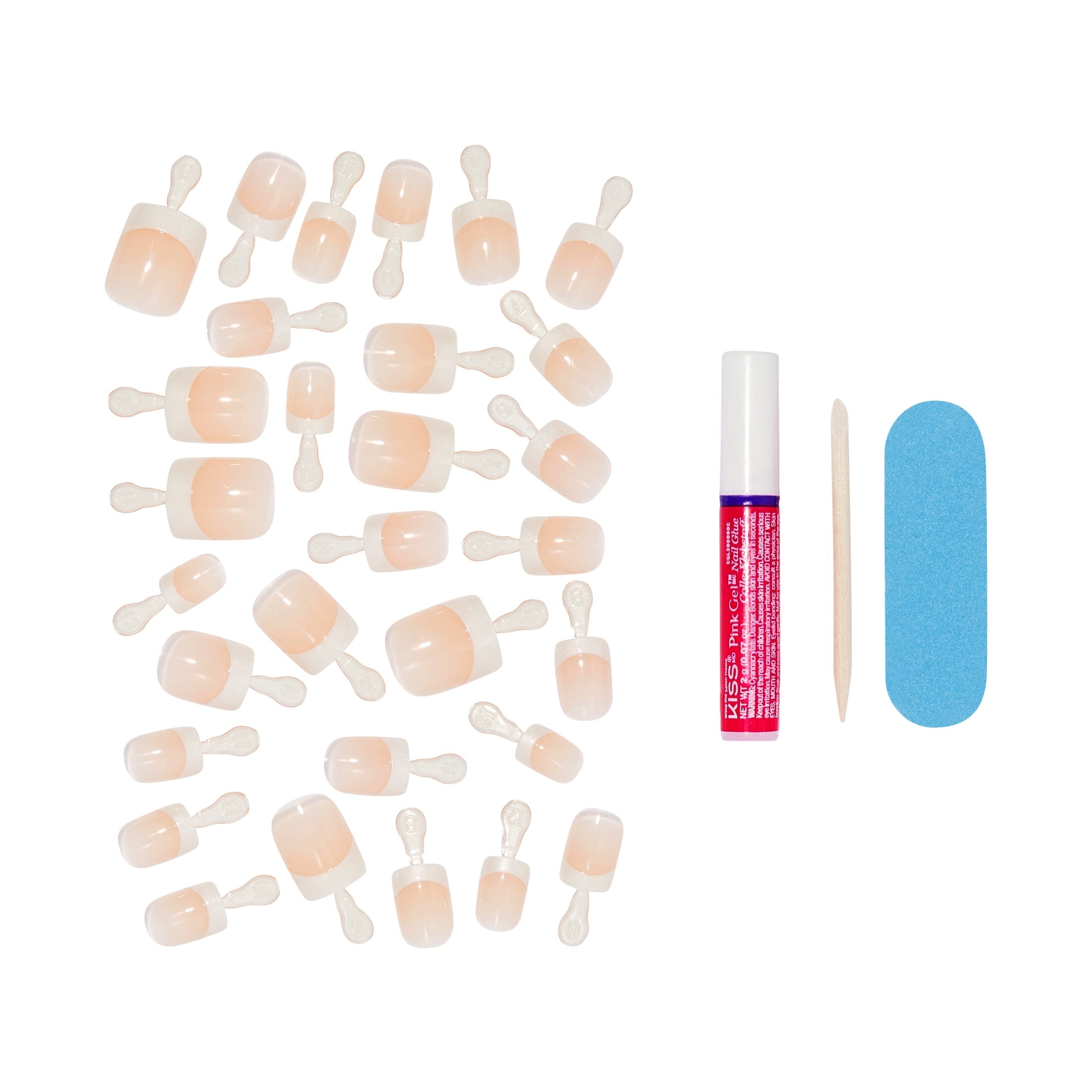 KISS Everlasting French Press on Nails, String Of Pearls, White, Real Short Squoval, 28 Count